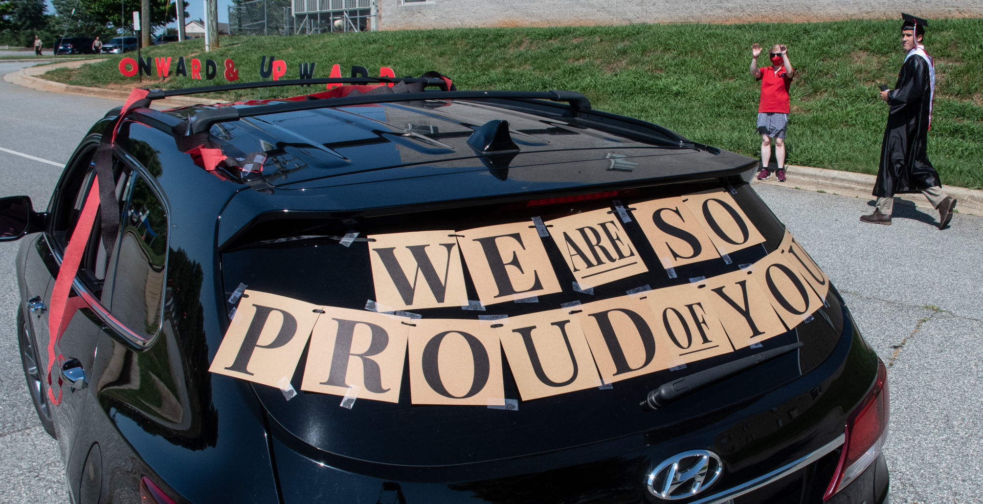 Northwest Guilford High School's drive-thru graduation